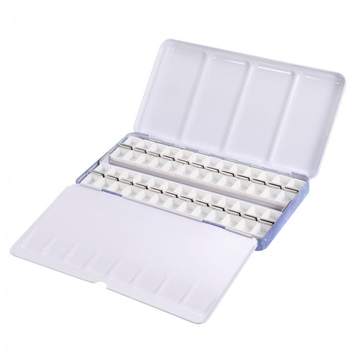 PATIKIL 空の水彩パレット 52個のハーフパン入りメタル製水彩ティン 蓋付きの旅行用ガッシュ・油絵用ペ..