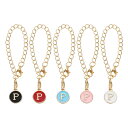 ハンドル付きタンブ ラー用5個のP文字チャ ームアクセサリー 5色のイニシャル名IDパーソナライズハンドル文字チャ ーム 黒 ホワイト レッド ピンク ブルー