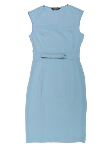 Allegra K オフィス ドレス ペンシル ドレス ノースリーブ ラップ Vネック ベルト付き レディース ライトブルー XL Allegra K オフィス ドレス ペンシル ドレス ノースリーブ ラップ Vネック ベルト付き レディース ライトブルー XL