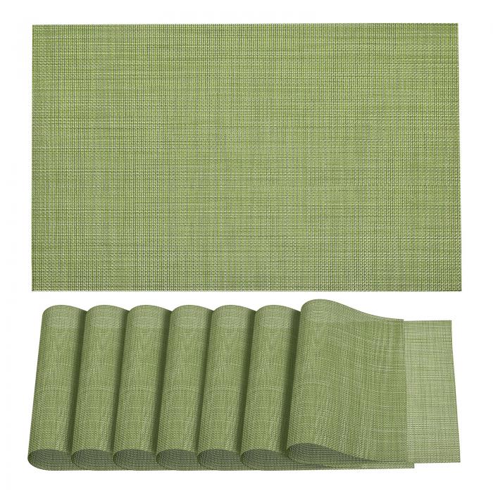 ランチョンマット テーブルマット PVC ウォッシャブル 織りランチョンマット グラスグリーン 450x300 m..