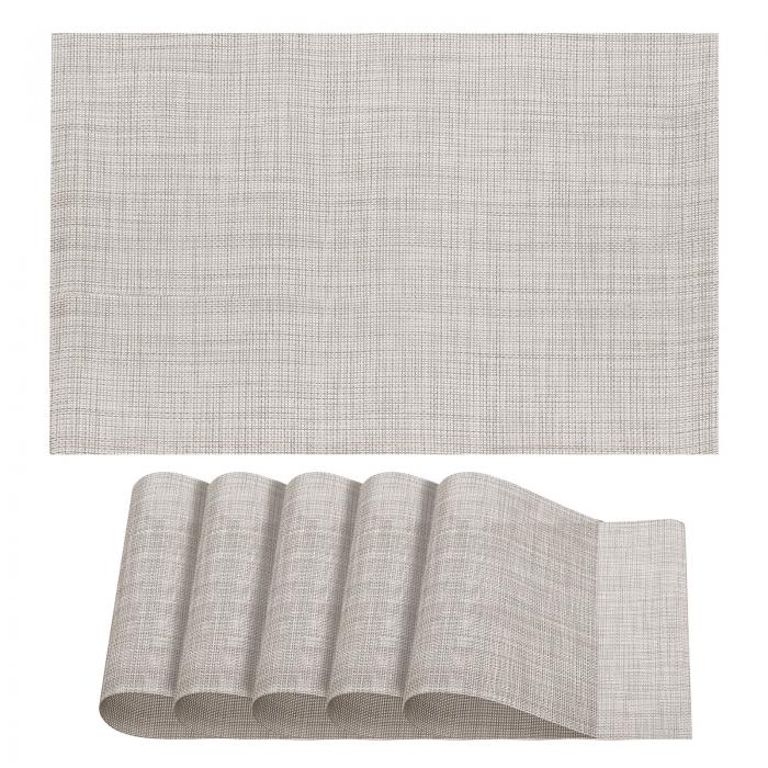 ランチョンマット テーブルマット PVC ウォッシャブル 織りランチョンマット ベージュ 450x300 mm 6個