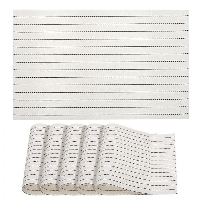 ランチョンマット テーブルマット PVC ウォッシャブル 織りランチョンマット ホワイト 450x300 mm 6個