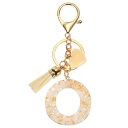 PATIKIL アルファベットイニシャルレターキーチェーン レジン製かわいいキーチェーン タッセルハートレターOペンダント装飾 女性用キーパースハンドバッグバッ...
