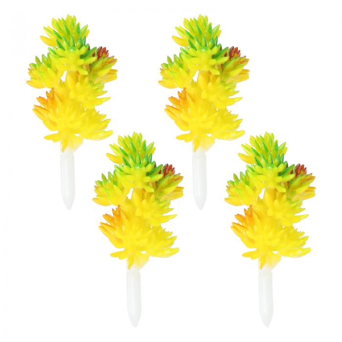 PATIKIL 人工多肉植物 4個入り 偽多肉植物 家の景観装飾 イエロー