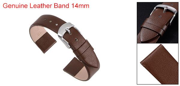 本革バンド 14 mm幅 スムーズフラット レザーウォッチストラップ 男性用 女性用 ダークブラウン
