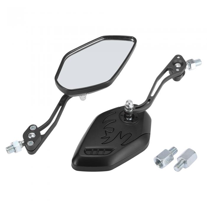 Motoforti リアビューサイドミラー オートバイのバックミラー バイク用 10 mmネジ ブラック 1ペア