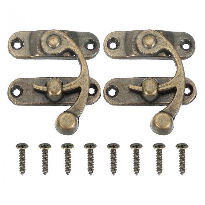 PATIKIL 木製ボックスハスプラッチ41x36mm 2個ロッククラスプス イングアームラッチフックハスプ 装飾..