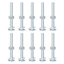 スクエアネックキャリッジボルト ナット&ワッシャー付き 炭素鋼 コーチボルトネジ 1/4-20x63.5 mm 10セット(4)