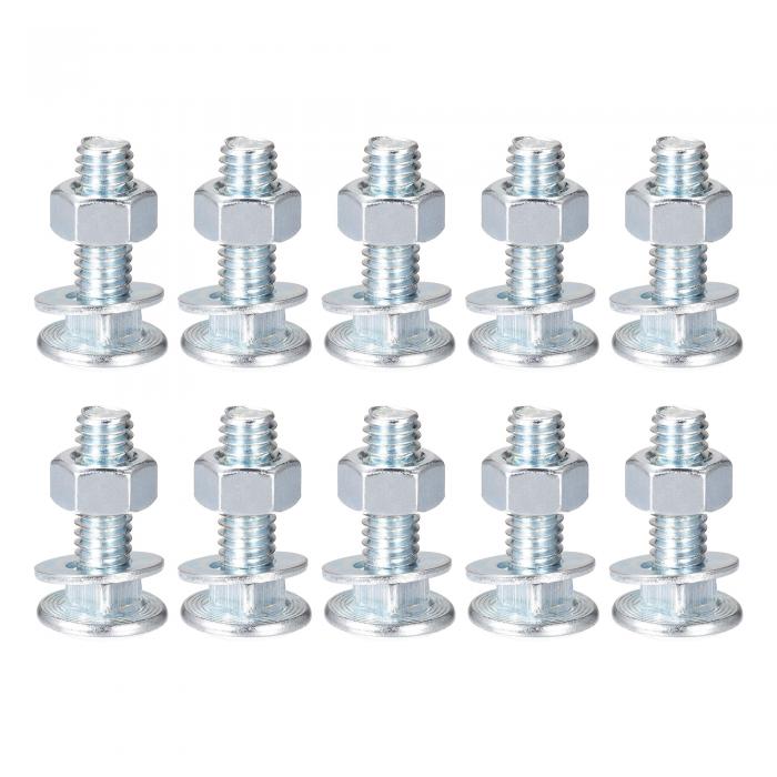 スクエアネックキャリッジボルト ナット＆ワッシャー付き 炭素鋼 コーチボルトネジ 5/16-18x25.4 mm 10セット