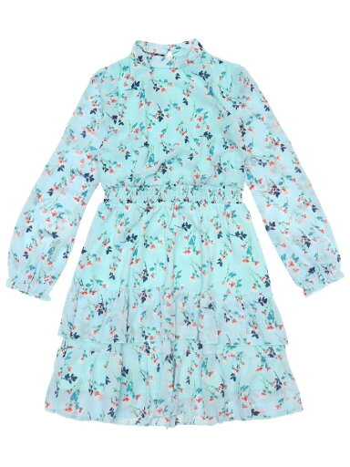Allegra K 長袖ドレス シフォンワンピース 花柄 スタンドカラー ティアード フリル裾 レディース ライトブルー XL Allegra K 長袖ドレス シフォンワンピース 花柄 スタンドカラー ティアード フリル裾 レディース ライトブルー XL