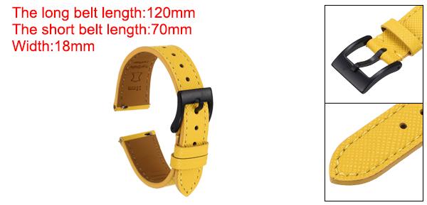 本物のレザーウォッチバンド 18mm クイックリリース交換用ウォッチストラップ ステンレススチールの黒バックル付き 男性 女性用 イエロー