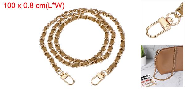財布用チェーンストラップ ショルダーストラップ ハンドバッグストラップ DIY 亜鉛合金バックル付き 盗難防止 100cm PUレザー 茶色