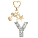 PATIKIL かわいいイニシャルレターキーチェーン レターY 女性用ブリングラブバタフライスター バッグバックパック財布車のキーカップアクセサリーシルバー