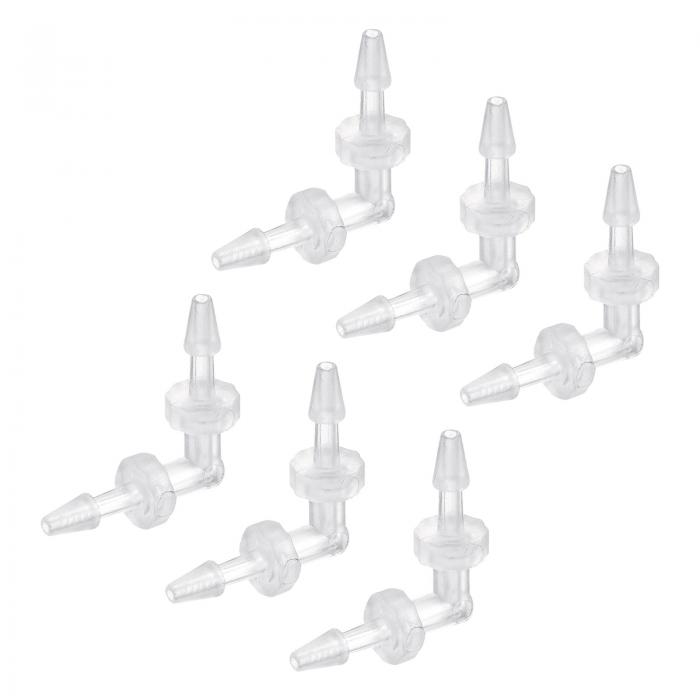 バーブホース継手 プラスチック エルボーカプラー クイックコネクタアダプタ 3 mmバーブ直径 6個