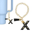 PATIKIL スタンリータンブ ラーカップ用 レター装飾アクセサリー レターXキーチェーンハンドル装飾 かわいいイニシャルレターとタッセル 女性用タンブ ラー...