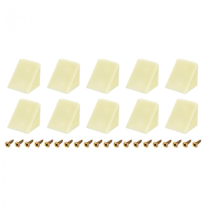 10個セット 90度プラスチックコーナーブ ラケット（カバーキャップ付き） 23x23x23 mmのナイロン製棚用直角ブ ラケット（ベージュイエロー）