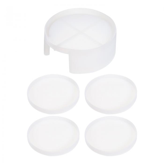 PATIKIL コースターシリコン型セット、5個パック厚手コースター型丸型自家製変形しないカップ型DIY樹脂ホームデコレーション用&#10;