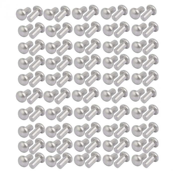 ソリッドリベット M5x10mm アルミニウム材質 シルバートーン ラウンドヘッド 100個入リ