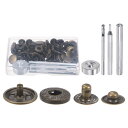 24セット 15mm金属製スナップファスナーキット 4つのセッターツール付き レザークラフトDIY 縫製修理用のボタン 収納ボックス付き ブロンズ色