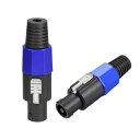 SpeakOnsスピーカーアダプタコネクタ 4極スピーカープラグツイストロック プラスチック ブラック 2個入り