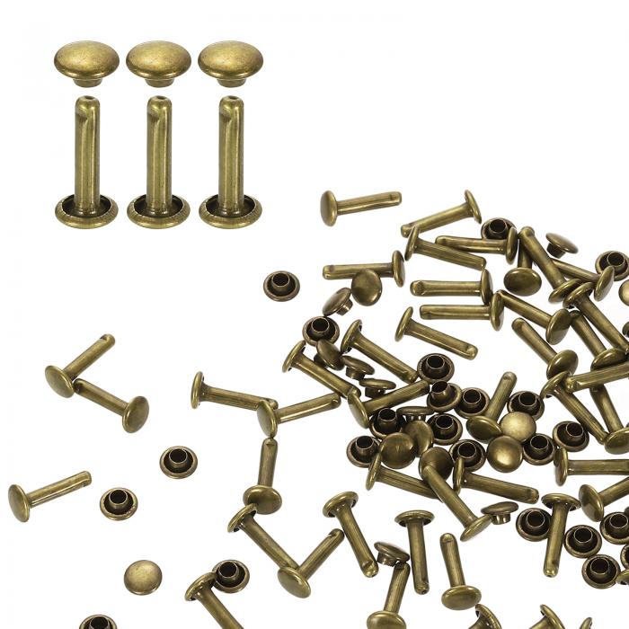 両面カシメ レザーリベット 6x12mm 100個セット レザークラフト DIY 手作り ベルト 布革細工 靴 ジーン..