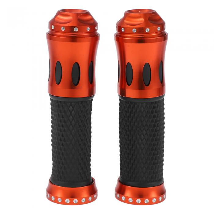 BULLSPANN ユニバーサルオートバイハンドグリップカバー ノンスリップ アルミニウム合金 ゴムハンドルバーグリップ オートバイ スクーター オレンジ 1ペア 22mm 24mm(2)
