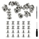 丸頭ボタンスタッドスクリュー6mm ホローパンチドライバー付きの合金製レザーリベット 修理や布地 衣類 靴 バッグのDIY装飾に最適 シルバーホワイト色