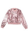 Allegra K ボンバージャケット スパンコールトップ 長袖 シャイニー パーティー レディース ピンク M(4)