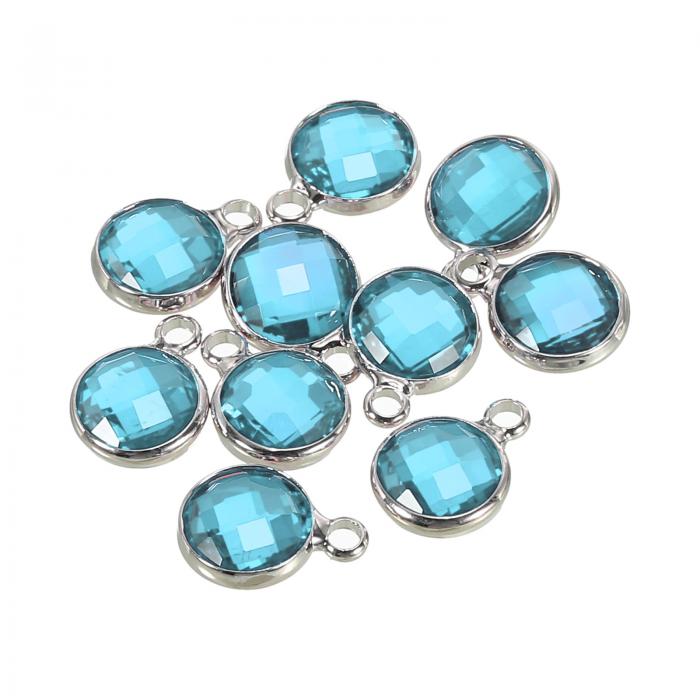クリスタル誕生石チャーム 3月 ペンダントドロップビーズ 宝石 イヤリング ネックレス ブレスレット ペンダント作り用 10個 スカイブルー