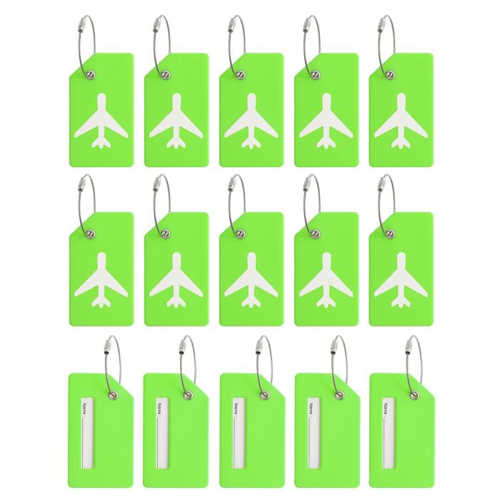 PATIKIL シリコーン製ラゲッジタグ 15個のシリコーン製スーツケースタグ識別子名IDカードホルダープラ..