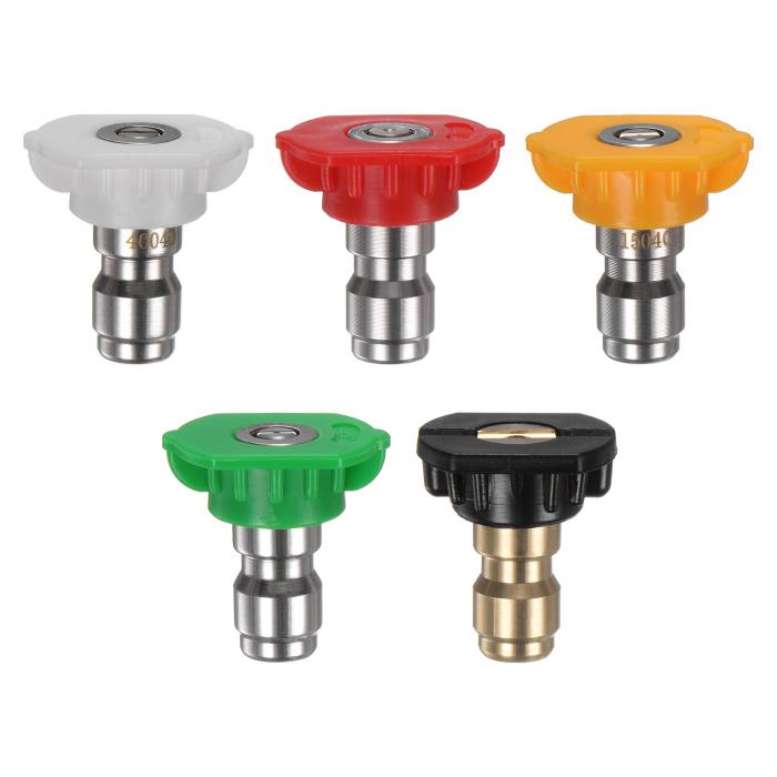 M METERXITY 5個入りの圧力洗浄機スプレーノズルチップ 複数の度数1/4クイ ックコネクタステンレス鋼圧力洗浄機ジェット ノズルパワーウォッシャーチップ [1.2mmオリフィス]