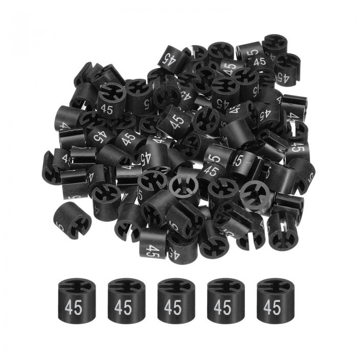 衣類ハンガーマーカー カラーハンガーサイザー 衣類マーカータグ(番号45 黒)衣類のカラーコーディング用 100個入り