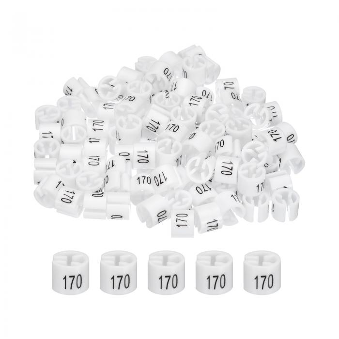 衣類ハンガーマーカー カラーハンガーサイザー 衣類マーカータグ(番号170 ホワイト)衣類のカラーコーディング用 100個入り