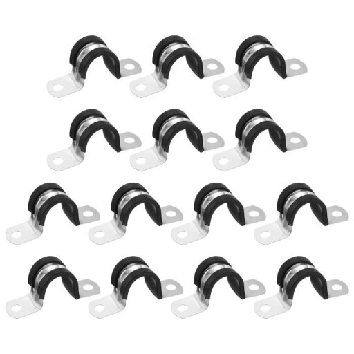 14個20mm(25/32")ケーブルクランプ 304ステンレススチールラバーコーティングクッション付き絶縁ケーブルクランプ2穴U字ストラップクランプ ラインパイプホースワイヤーコード取り付け用 黒 14個20mm(25/32")ケーブルクランプ 304ステンレススチールラバーコーティングクッション付き絶縁ケーブルクランプ2穴U字ストラップクランプ ラインパイプホースワイヤーコード取り付け用 黒