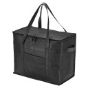 PATIKIL 41 x 23 x 33 cm 断熱再利用可能な食料品バッグ 食品配達断熱クーラートートバッグ ジッパー付き 折りたたみ可能 ホットコールド輸送ショッピング用 ブラック