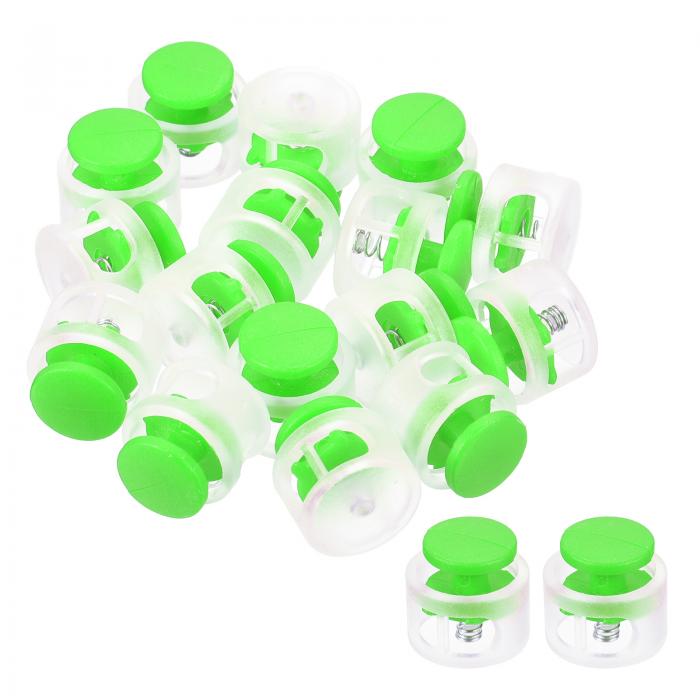 PATIKIL 直径14 mm コードロック60個 丸型両穴ストッパー コードファスナー 巾着袋 衣類 靴用 グリーン