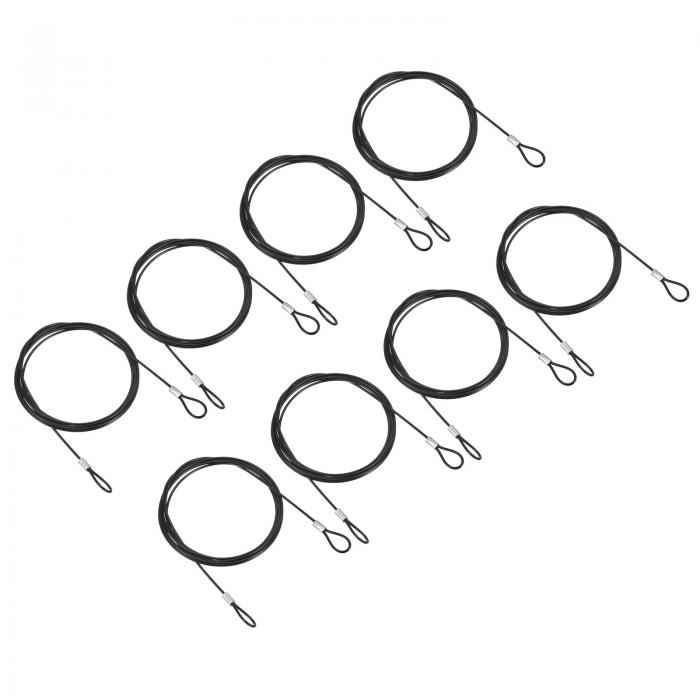 PATIKIL 2 M 安全ケーブルロック 8個 ステンレス鋼 直径2 mm セキュリティワイヤーロープ ダブルルーぷ付き 舞台照明 荷物ロック用 ブラック