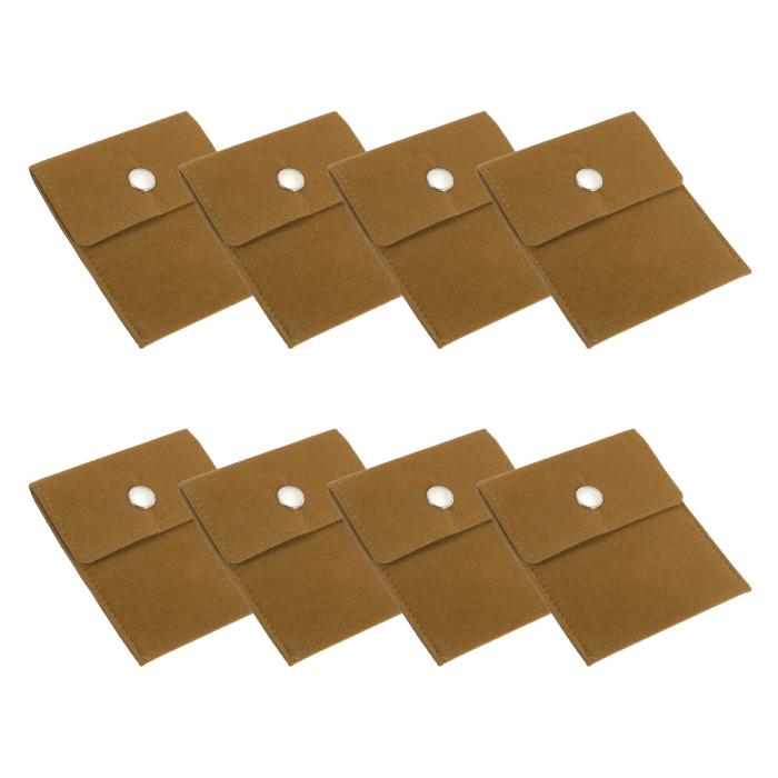 PATIKIL 3.5x4" 宝石ポーチ 8個入り ベルベットポーチスナップボタン付きポータブル収納バッグ イヤリ..