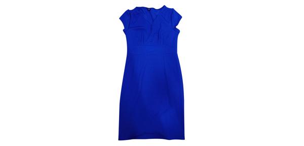 Allegra K ペンシルドレス ヴィンテージ シースドレス 半袖ワンピース Vネック キャップスリーブ スプリット レディース ロイヤルブルー XL