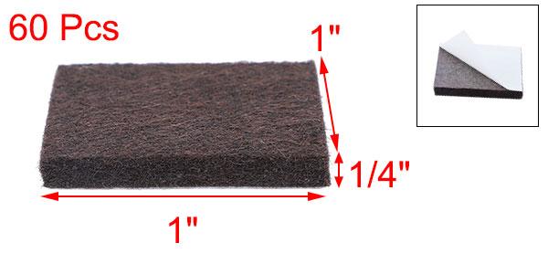 フェルト 家具 パッド 正方形 2.5cm 自己接着 傷防止 テーブル キャビネット フロア保護 60個入り