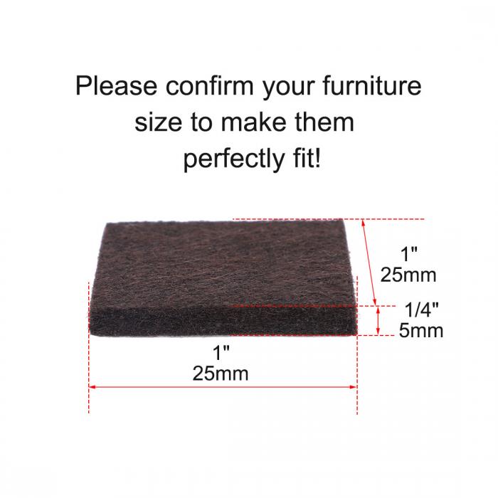フェルト 家具 パッド 正方形 2.5cm 自己接着 傷防止 テーブル キャビネット フロア保護 60個入り