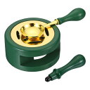 PATIKIL ワックスシールキット 1セットのワックスシールウォーマー 溶解スプーン ワックスシールスタンプハンドル 溶解用ストーブポット 溶解ツール 緑