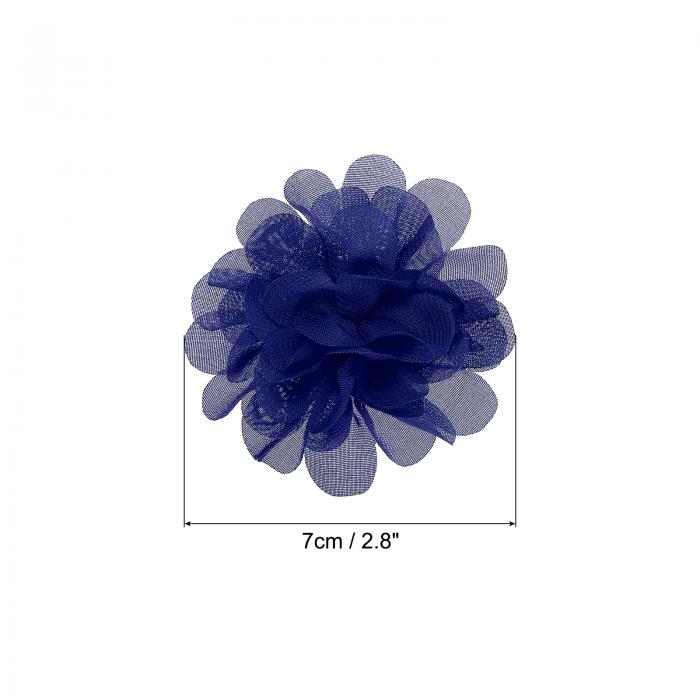 PATIKIL 7 cm シフォンフラワー DIYフラワー シフォン製花 10個 縫製生地 アップリケヘッドバンド DIYクラフト結婚式装飾用 ダークブルー 3