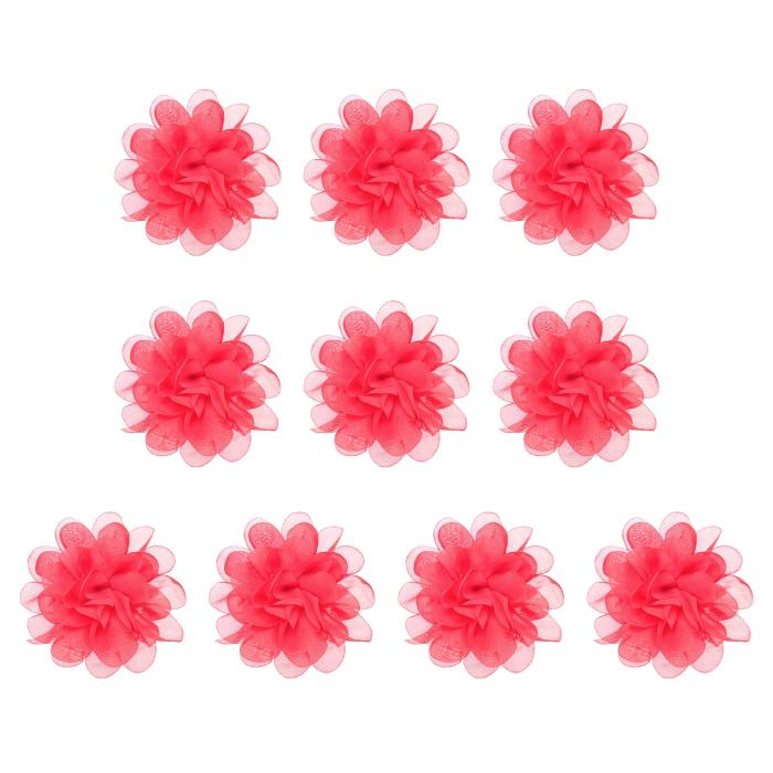 PATIKIL 10 cm DIY花 DIYフラワー シフォン製花 10個 縫製生地 アップリケヘッドバンド DIYクラフト結婚式装飾用 ネオンピンク