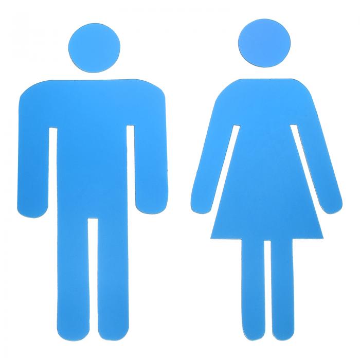 PATIKIL バスルームサイン 1セット アクリル自己粘着トイレ 男性と女性のトイレ 性別サインオフィスレストラン用 ブルー
