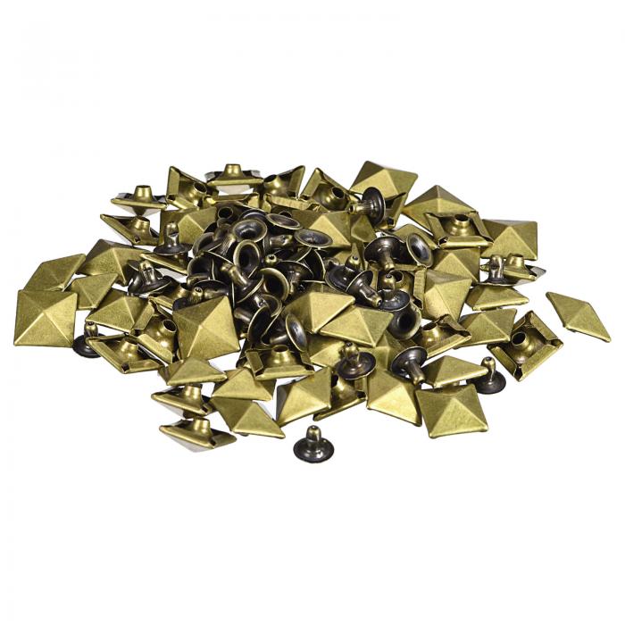 120セットの衣類用ス パイ クリベット 12mmの円錐形ラピッドリベットネイルヘッドスタッズ 銅製のパンクスクエアス パイ ク レザークラフトの装飾用（ブロンズ色）