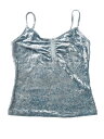 Allegra K タンクトップ 衣装 ベルベットキャミソール ノースリーブ パーティー クラブウェア レディース グレーブルー XS