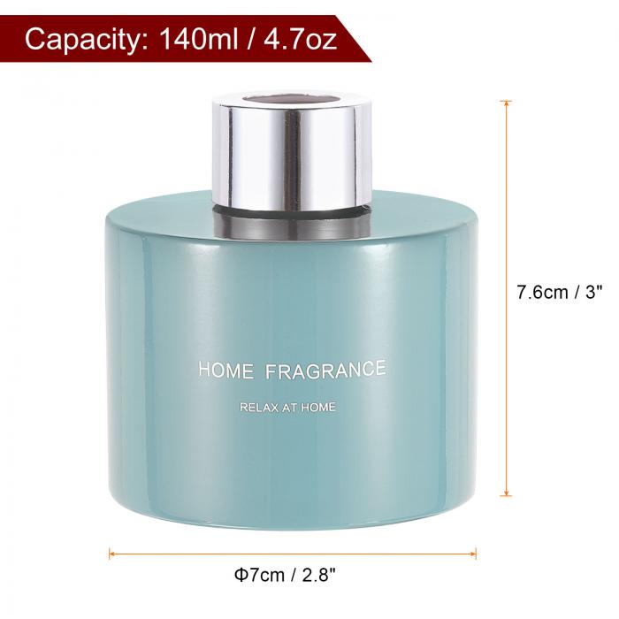 4個の空のガラスディフューザーボトル140ml/4.7oz再充填可能な香りアクセサリーアロマセラピー瓶コンテナー交換用リードディフューザーDIYホームバスルームブルーとシルバートーンキャップ [3]