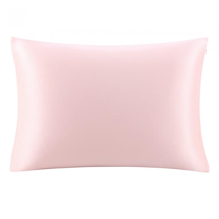 PiccoCasa 枕カバーシルク 100%蚕糸 絹 シルク 最高25匁 ファスナー付き まくらカバー 洗える 両面シルク まくらかばー 光沢 ピローケース すべすべ 無地 美髪 ギフト 四季適応 1枚セット ピンク 43*63cm