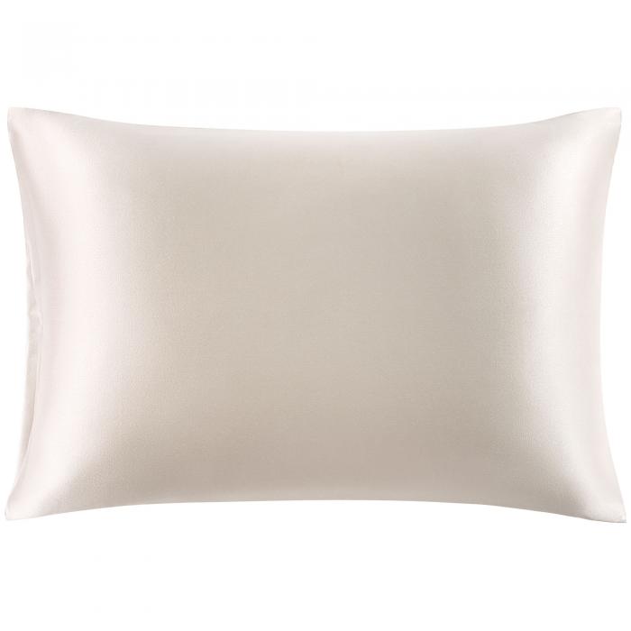PiccoCasa シルク枕カバー 100%蚕糸 最高25匁 絹 シルク まくらカバー 封筒式 洗える 両面シルク 1枚 まくらかばー 光沢 ピローケース すべすべ 無地 美髪 ギフト 四季適応 クリーム 43x63cm